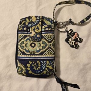 Vera Bradley Wristlet Wallet Rhythm & Blues Phone Holder Green Blue 6 X 4 inches